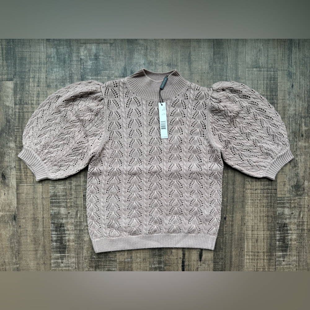 Elie Tahari Lace Knit Sweater - Light Pink